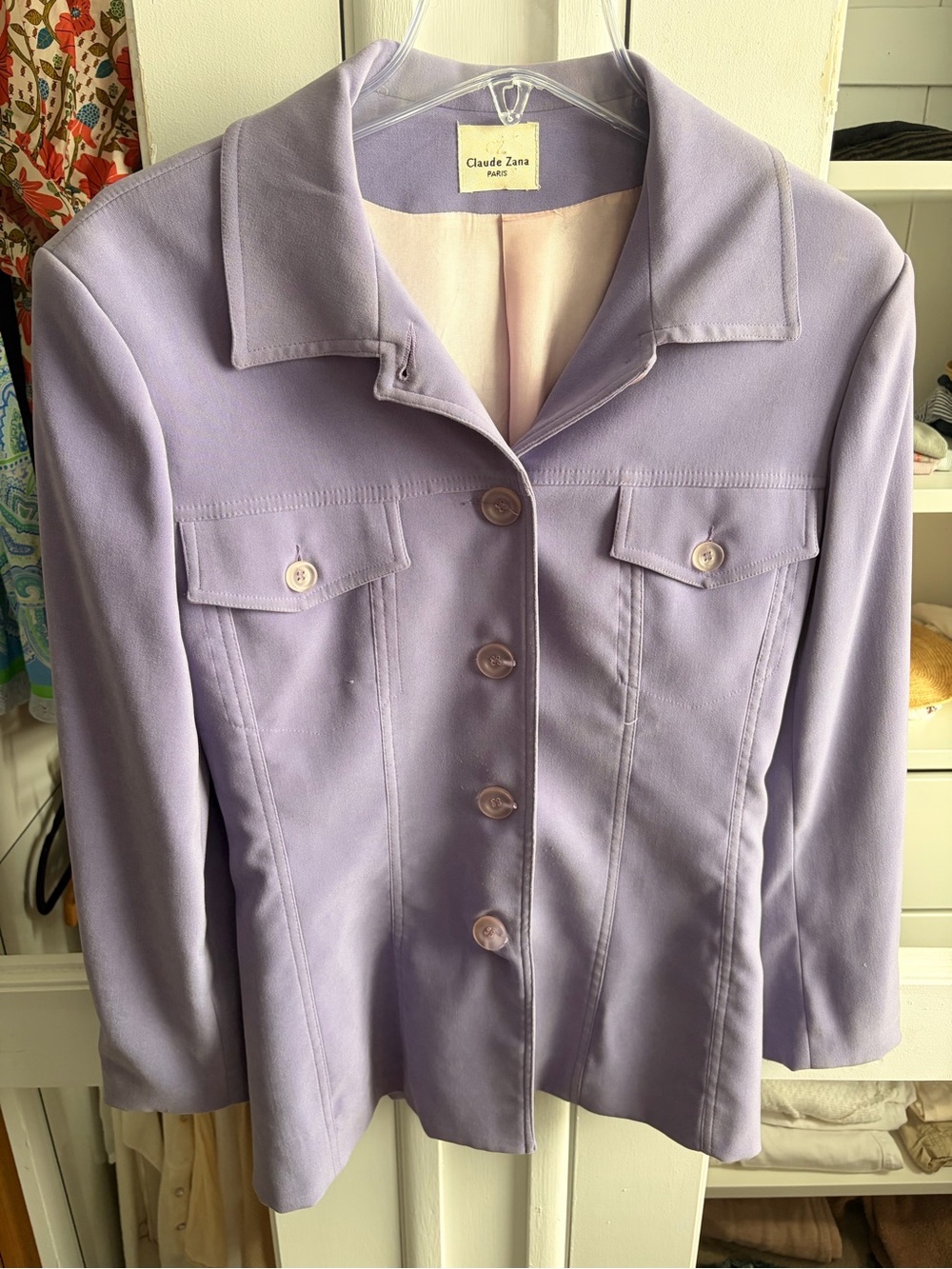 Vintage Lavender Button-Front Women's Blazer